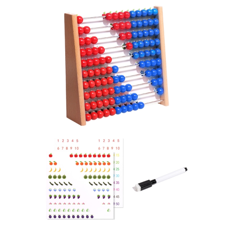 Abacus Counting Bead - Wooden Abacus with Red and Blue