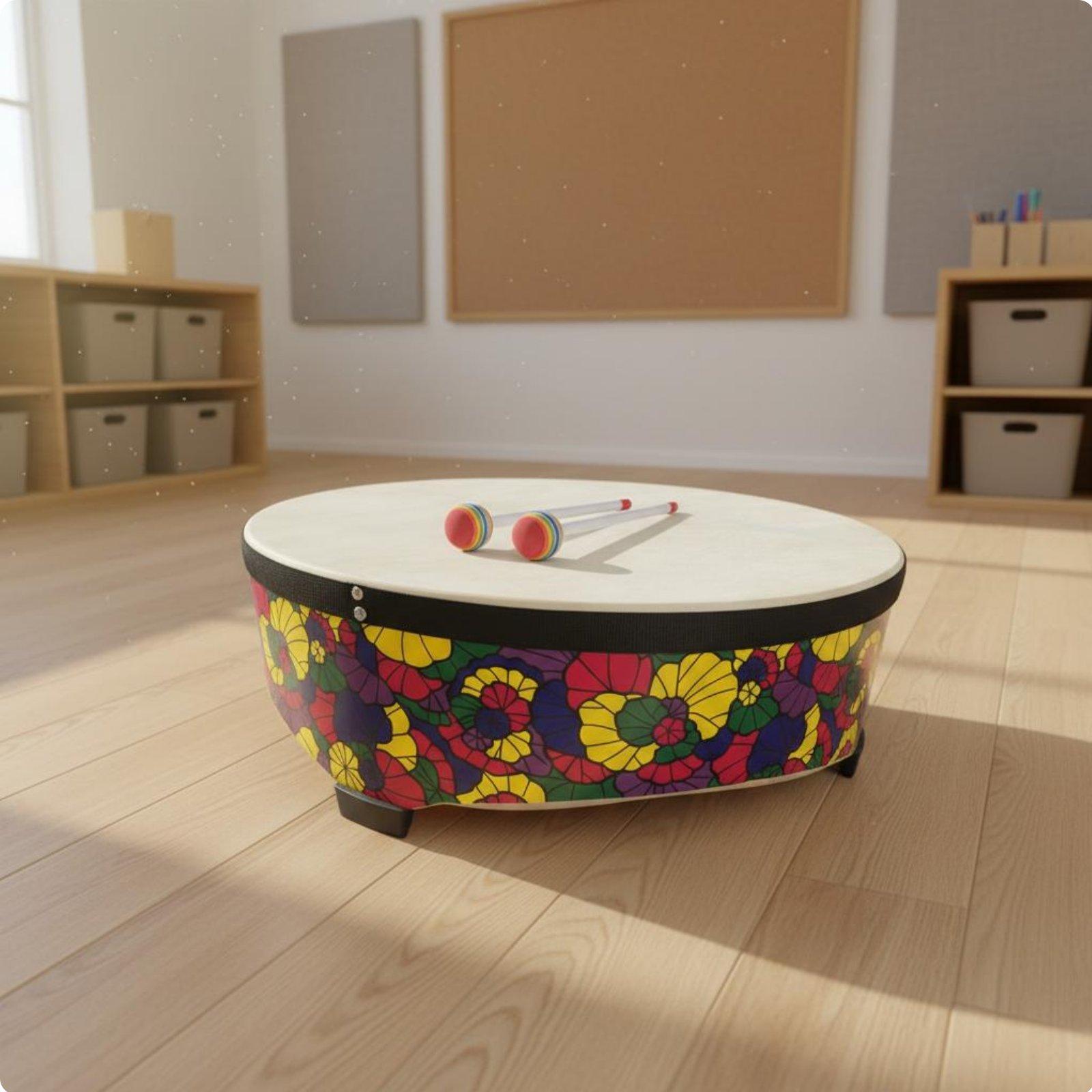Kids Education Group - 22 Inch Wooden Kids Floor Drum