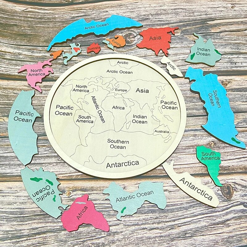Wooden Colored World Map Puzzl - Puzzle Map World ulasan dan harga