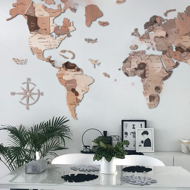 Solid wood world map puzzle wa - Puzzle Map World ulasan dan harga